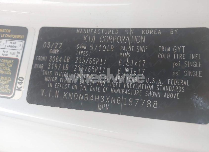 Photo 9 of 2022 Kia Carnival MPV LX (VIN KNDNB4H3XN6187788)