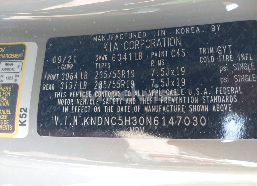 Photo 9 of 2022 Kia Carnival MPV EX (VIN KNDNC5H30N6147030)