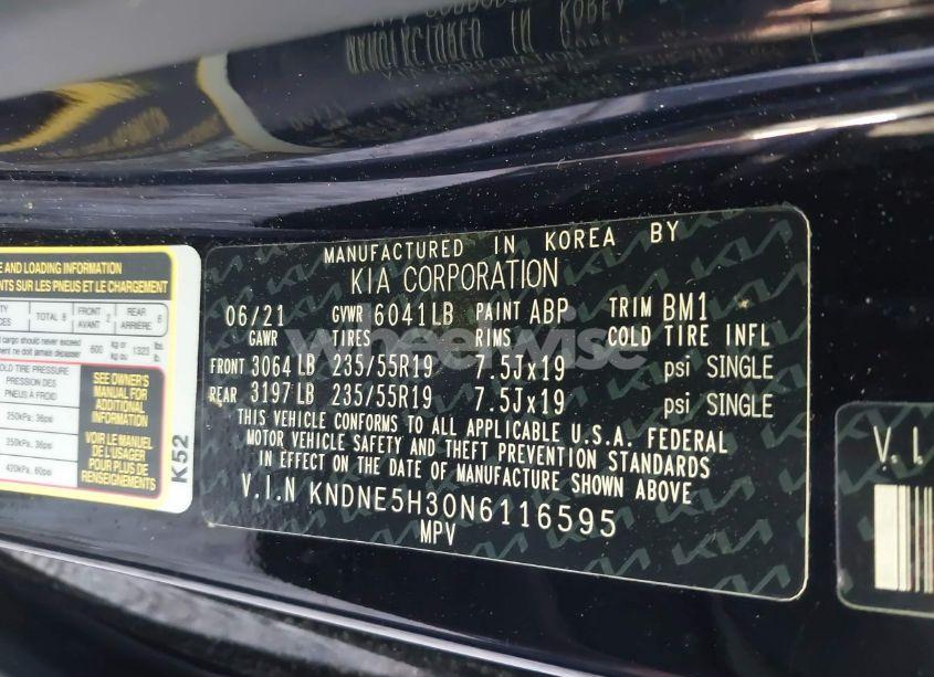 Photo 9 of 2022 Kia Carnival MPV SX (VIN KNDNE5H30N6116595)