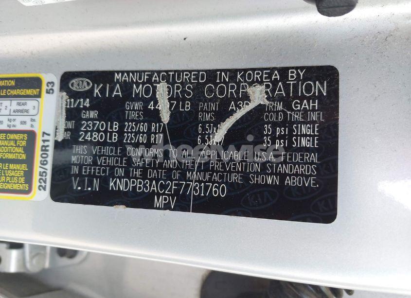 Photo 9 of 2015 Kia Sportage LX (VIN KNDPB3AC2F7731760)