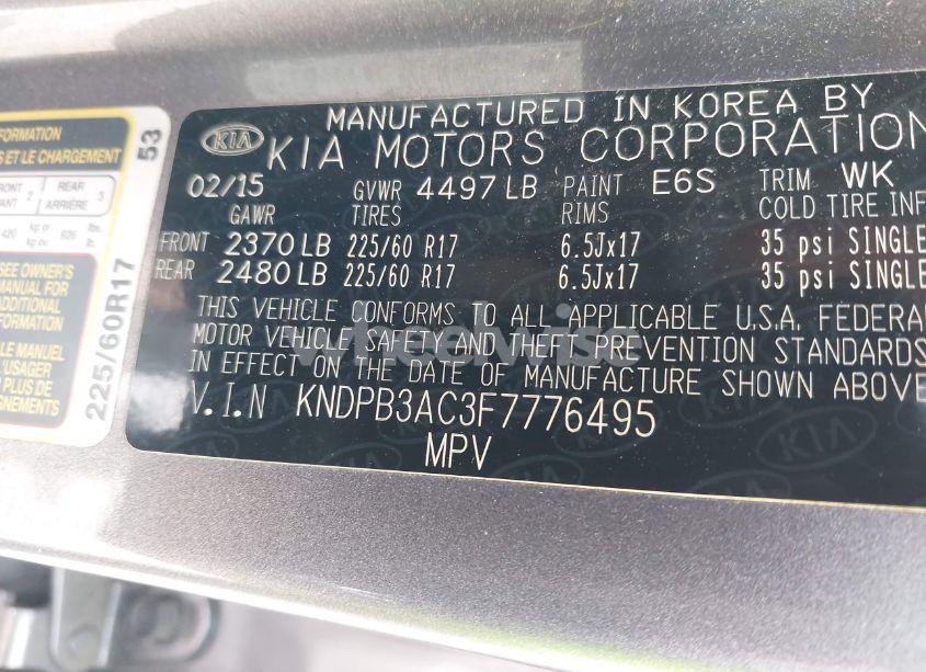 Photo 9 of 2015 Kia Sportage LX (VIN KNDPB3AC3F7776495)