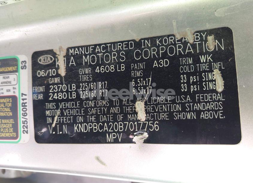 Photo 9 of 2011 Kia Sportage LX (VIN KNDPBCA20B7017756)