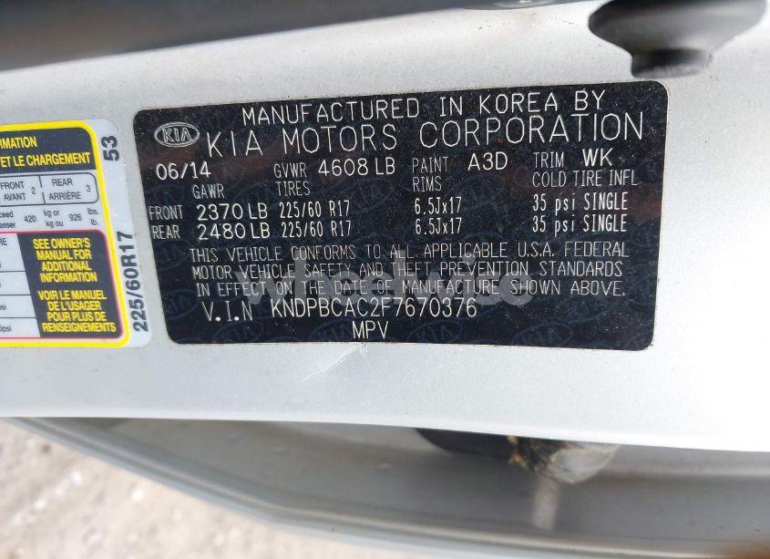 Photo 9 of 2015 Kia Sportage LX (VIN KNDPBCAC2F7670376)