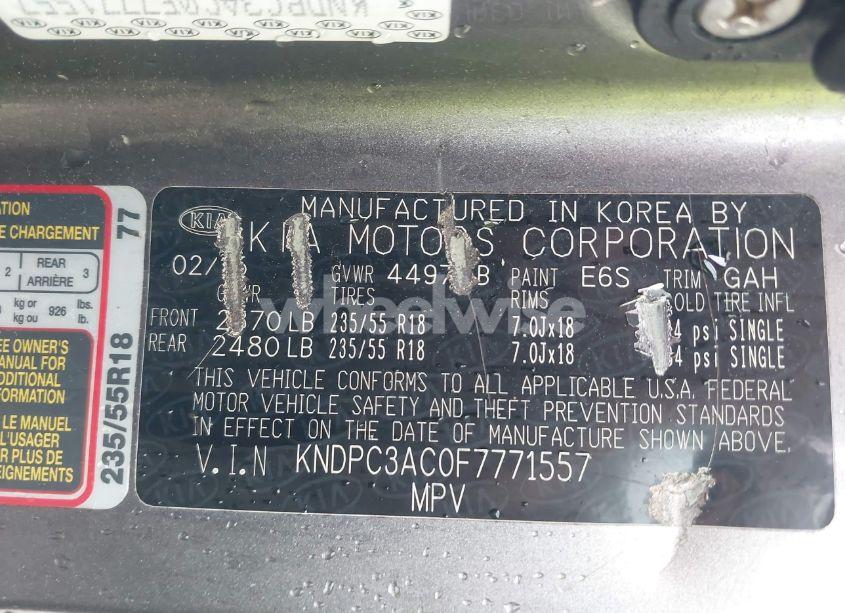 Photo 9 of 2015 Kia Sportage EX (VIN KNDPC3AC0F7771557)