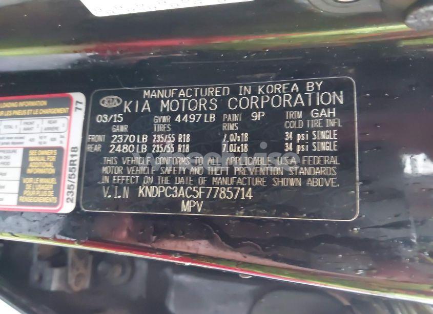 Photo 9 of 2015 Kia Sportage EX (VIN KNDPC3AC5F7785714)