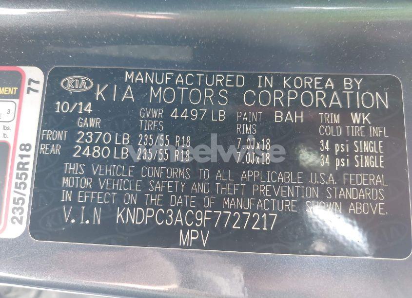 Photo 9 of 2015 Kia Sportage EX (VIN KNDPC3AC9F7727217)
