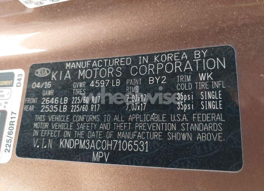 Photo 9 of 2017 Kia Sportage LX (VIN KNDPM3AC0H7106531)
