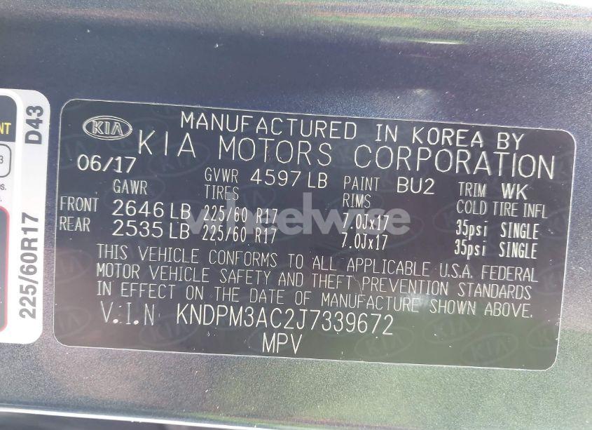 Photo 9 of 2018 Kia Sportage LX (VIN KNDPM3AC2J7339672)