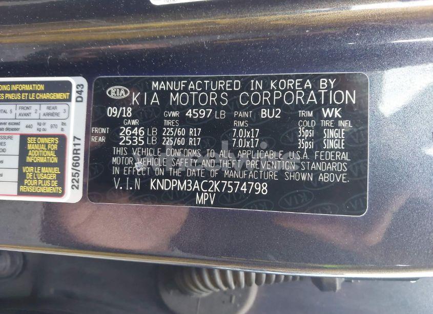 Photo 9 of 2019 Kia Sportage LX (VIN KNDPM3AC2K7574798)