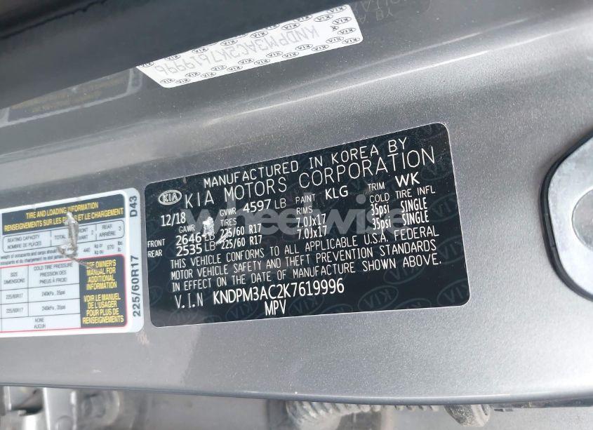 Photo 9 of 2019 Kia Sportage LX (VIN KNDPM3AC2K7619996)