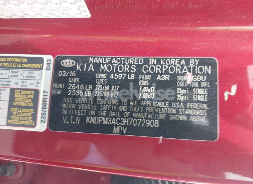 Photo 9 of 2017 Kia Sportage LX (VIN KNDPM3AC3H7072908)