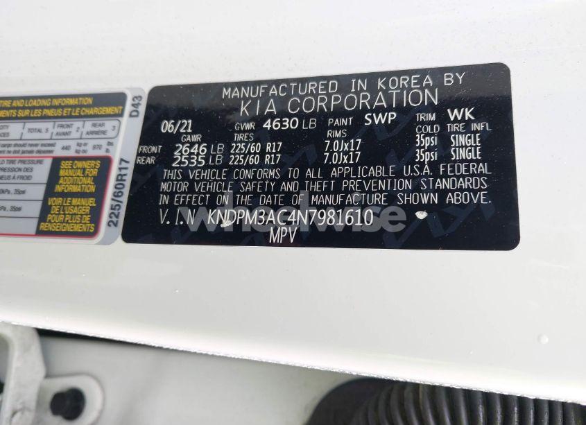 Photo 9 of 2022 Kia Sportage LX (VIN KNDPM3AC4N7981610)