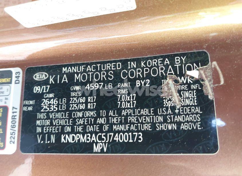 Photo 9 of 2018 Kia Sportage LX (VIN KNDPM3AC5J7400173)