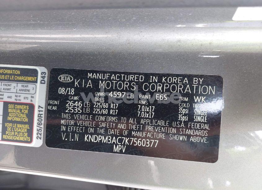 Photo 9 of 2019 Kia Sportage LX (VIN KNDPM3AC7K7560377)