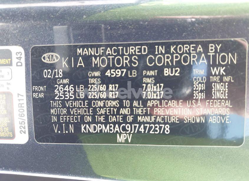 Photo 9 of 2018 Kia Sportage LX (VIN KNDPM3AC9J7472378)