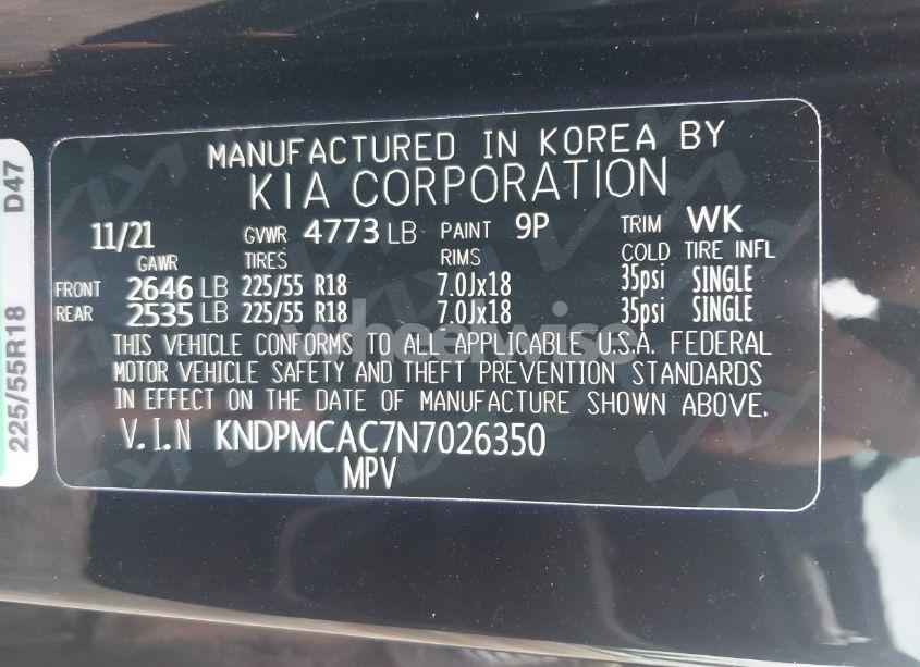 Photo 9 of 2022 Kia Sportage LX (VIN KNDPMCAC7N7026350)