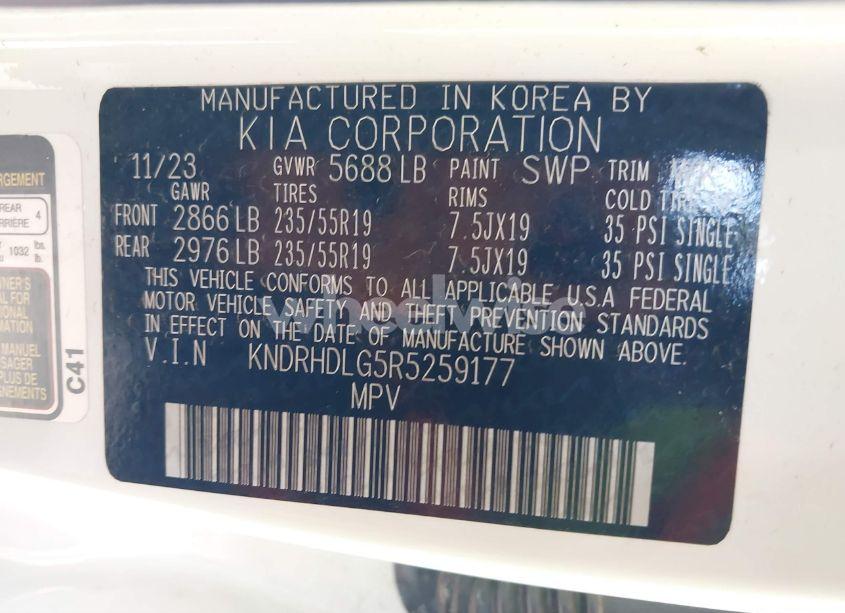 Photo 9 of 2024 Kia Sorento HYBRID EX (VIN KNDRHDLG5R5259177)