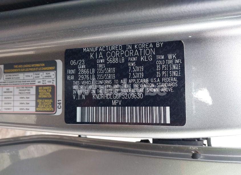 Photo 9 of 2023 Kia Sorento HYBRID EX (VIN KNDRHDLG6P5209630)