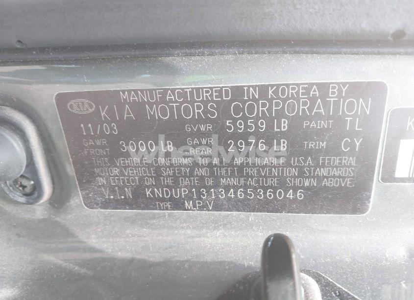 Photo 9 of 2004 Kia Sedona EX/LX (VIN KNDUP131346536046)