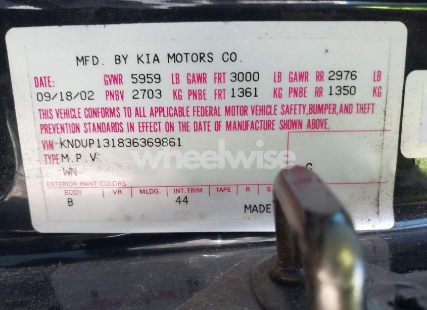 Photo 9 of 2003 Kia Sedona EX/LX (VIN KNDUP131836369861)