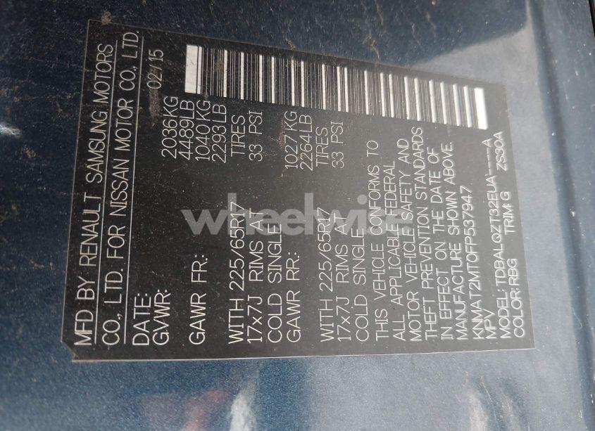 Photo 9 of 2015 Nissan Rogue SV (VIN KNMAT2MT0FP537947)