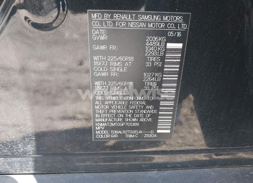 Photo 9 of 2016 Nissan Rogue SL (VIN KNMAT2MT0GP701389)