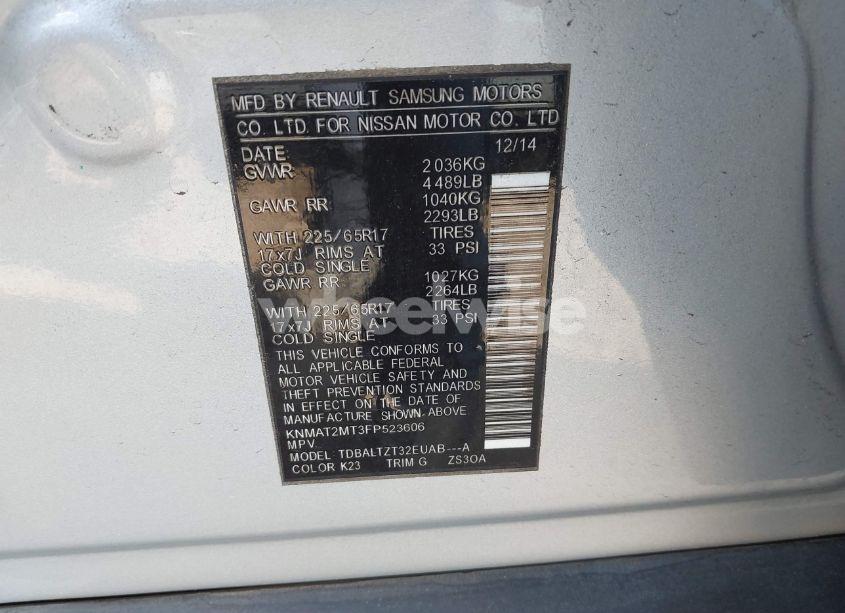 Photo 9 of 2015 Nissan Rogue SV (VIN KNMAT2MT3FP523606)