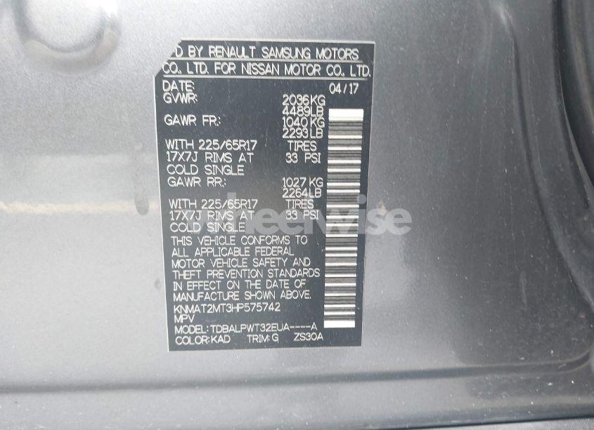 Photo 9 of 2017 Nissan Rogue S (VIN KNMAT2MT3HP575742)