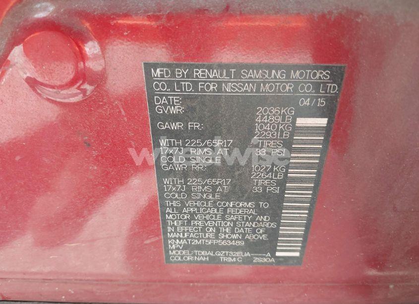 Photo 9 of 2015 Nissan Rogue SV (VIN KNMAT2MT5FP563489)