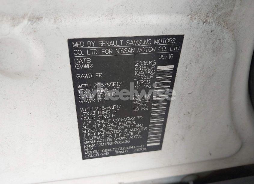 Photo 9 of 2016 Nissan Rogue SV (VIN KNMAT2MT5GP706426)