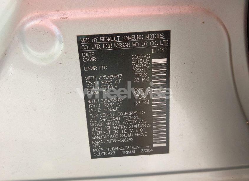 Photo 9 of 2015 Nissan Rogue SV (VIN KNMAT2MT6FP516262)