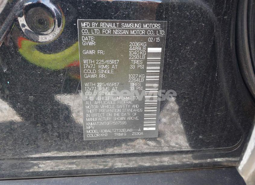 Photo 9 of 2015 Nissan Rogue SV (VIN KNMAT2MT6FP537595)