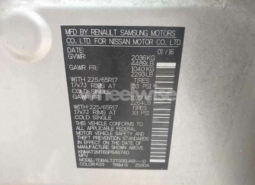 Photo 9 of 2016 Nissan Rogue SV (VIN KNMAT2MT6GP646740)