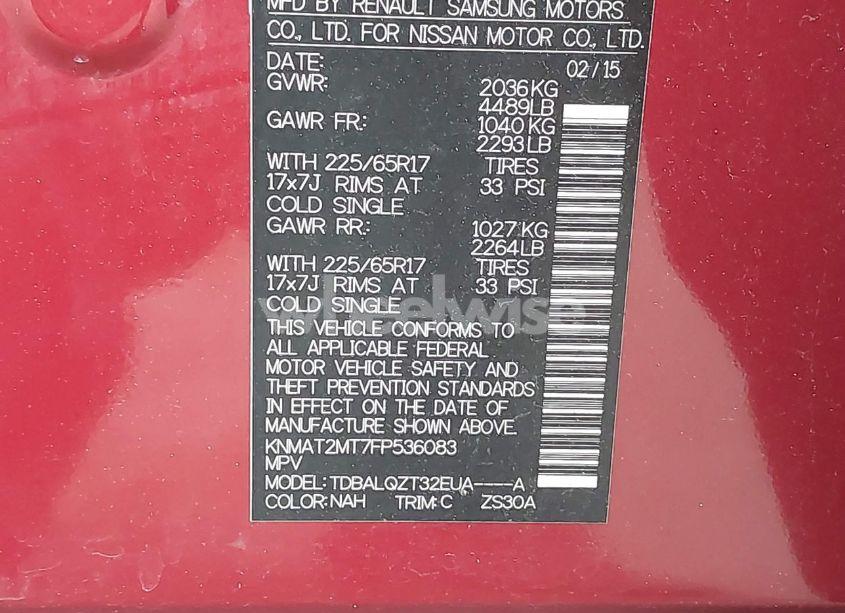 Photo 9 of 2015 Nissan Rogue SV (VIN KNMAT2MT7FP536083)