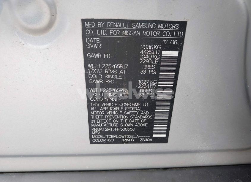 Photo 9 of 2017 Nissan Rogue SV (VIN KNMAT2MT7HP538550)