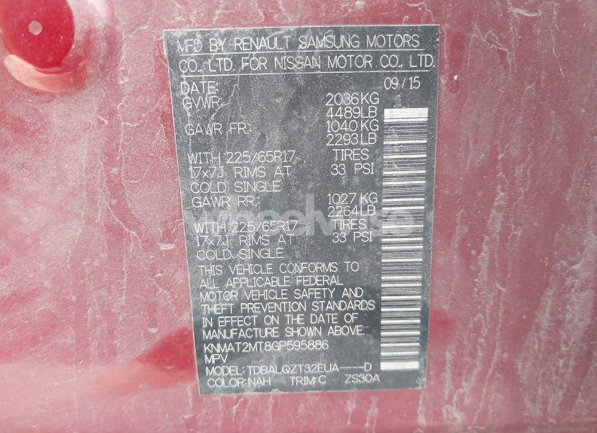 Photo 9 of 2016 Nissan Rogue SV (VIN KNMAT2MT8GP595886)