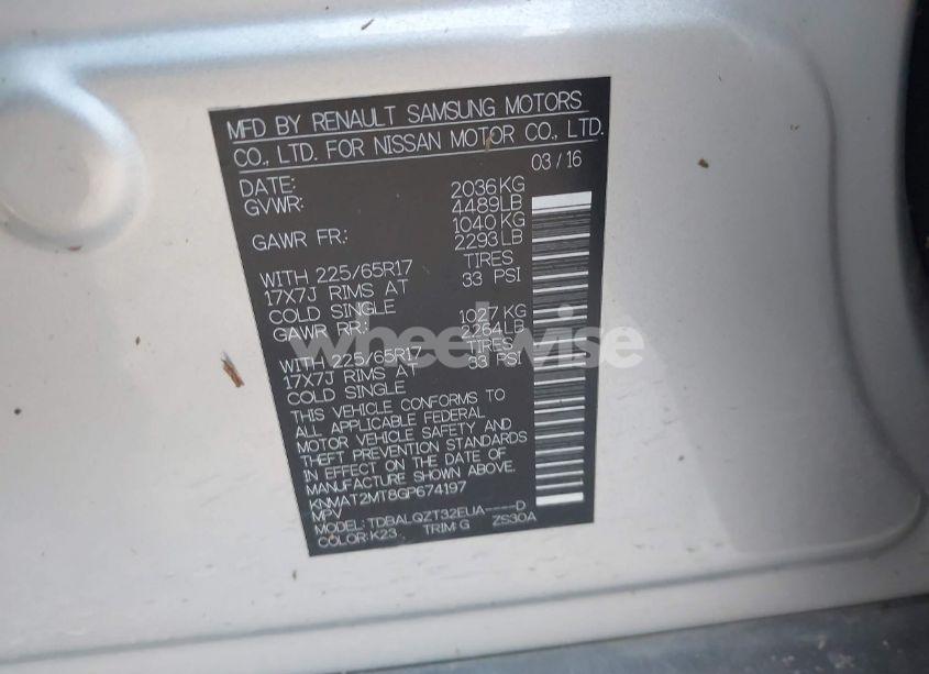 Photo 9 of 2016 Nissan Rogue SV (VIN KNMAT2MT8GP674197)