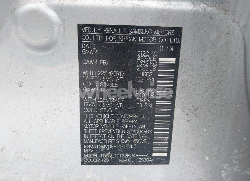 Photo 9 of 2015 Nissan Rogue SV (VIN KNMAT2MV0FP517053)