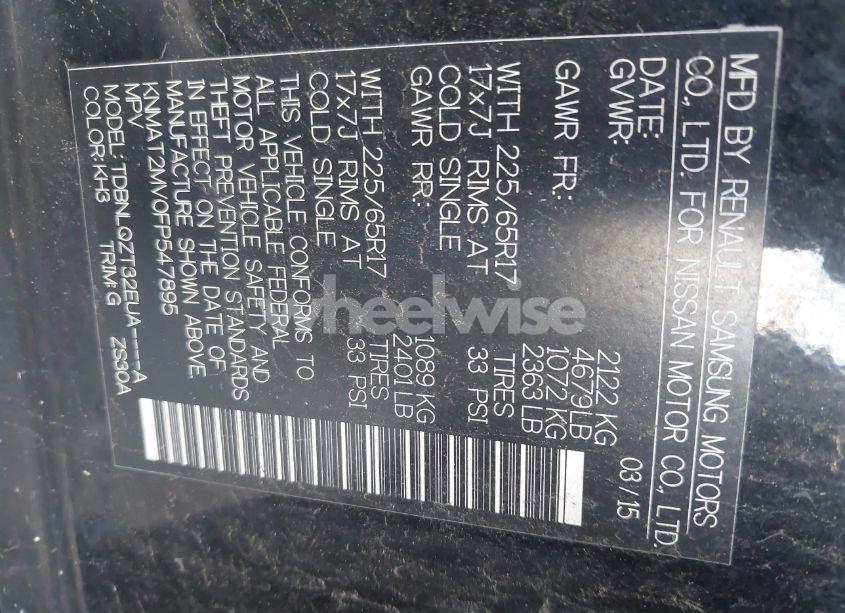 Photo 9 of 2015 Nissan Rogue SV (VIN KNMAT2MV0FP547895)