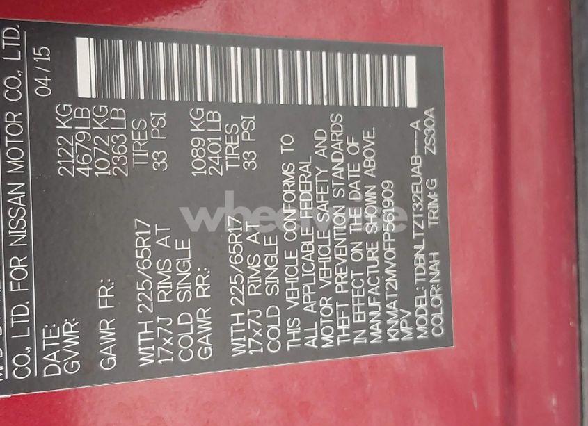 Photo 9 of 2015 Nissan Rogue SV (VIN KNMAT2MV0FP561909)