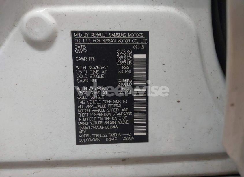 Photo 9 of 2016 Nissan Rogue SV (VIN KNMAT2MV0GP601648)