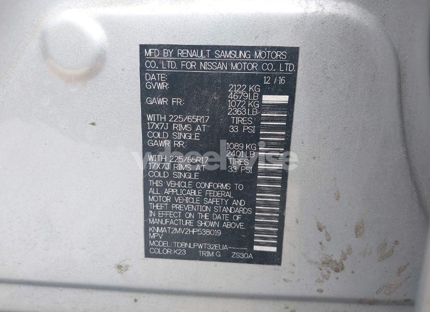 Photo 9 of 2017 Nissan Rogue S (VIN KNMAT2MV2HP538019)