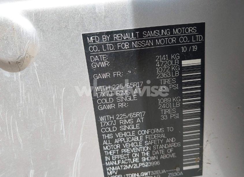 Photo 9 of 2020 Nissan Rogue SV INTELLIGENT AWD (VIN KNMAT2MV2LP523996)