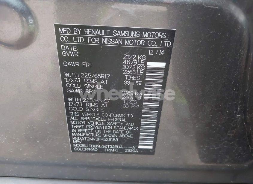 Photo 9 of 2015 Nissan Rogue SV (VIN KNMAT2MV3FP526183)