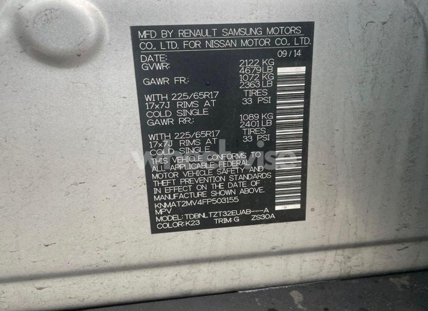 Photo 9 of 2015 Nissan Rogue SV (VIN KNMAT2MV4FP503155)