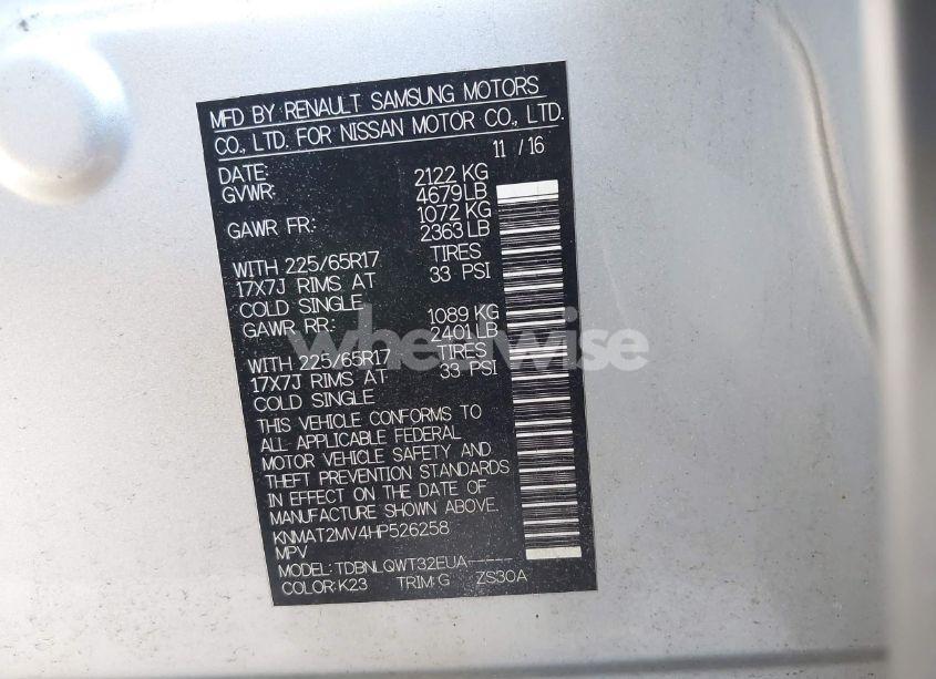 Photo 9 of 2017 Nissan Rogue SV (VIN KNMAT2MV4HP526258)