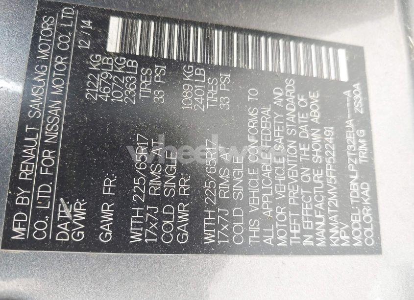 Photo 9 of 2015 Nissan Rogue S (VIN KNMAT2MV5FP522491)