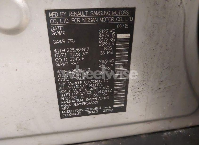 Photo 9 of 2015 Nissan Rogue SV (VIN KNMAT2MV5FP546001)