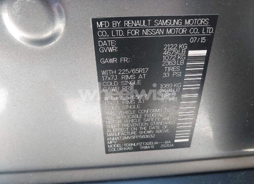 Photo 9 of 2015 Nissan Rogue S (VIN KNMAT2MV5FP583632)