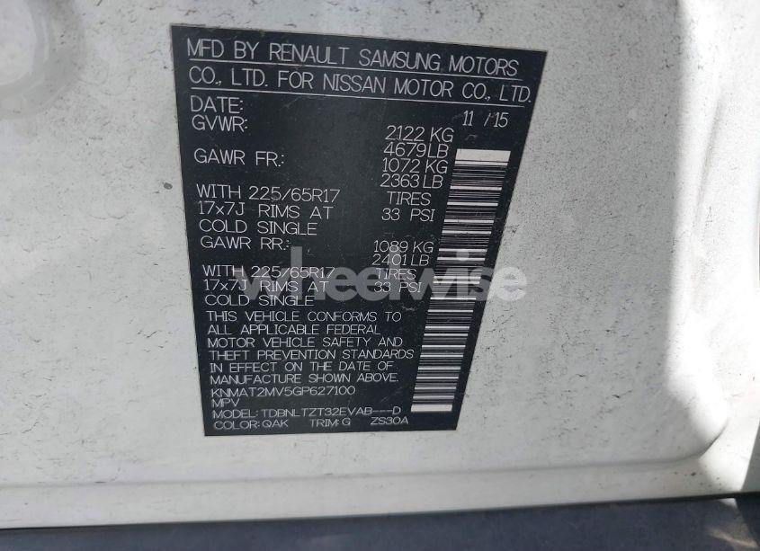 Photo 9 of 2016 Nissan Rogue SV (VIN KNMAT2MV5GP627100)